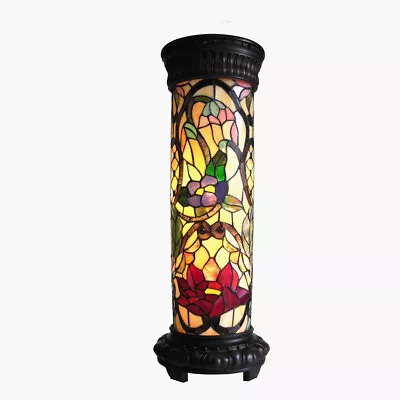 Tiffany Style Floral Tall Floor Lamp Stained Glass Theme Pedestal Den Desk Light • $188.37