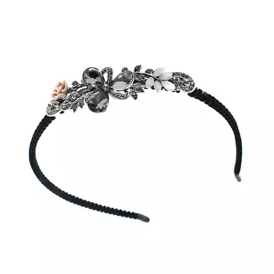 Vintage Shining Crystal Rhinestone Flower Headband Resilient Metal Hairband Wedd • $17.95