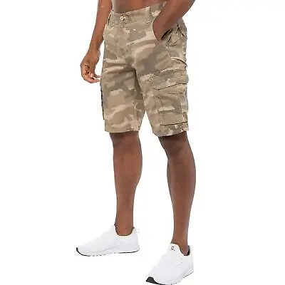 Kruze Mens Cargo Shorts Army Combat Camouflage Cotton Work Casual Half Pants • £18.99