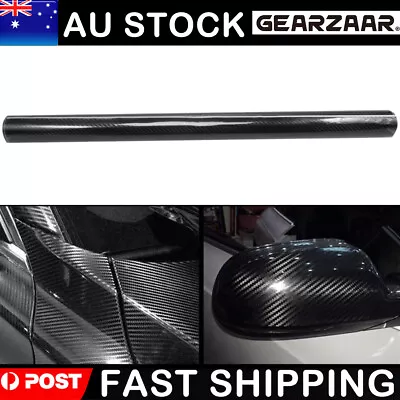 6d Black Super Ultra Gloss Carbon Fibre Fiber Car Vinyl Wrap Film 1.52m X 60cm% • $15.99