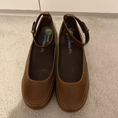£45 • Buy BNWT TIMBERLAND Earthkeepers Women's Tan Brown Ankle Strap Pumps Flat Shoes 6.5