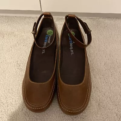 £34 • Buy BNWT TIMBERLAND Earthkeepers Women's Tan Brown Ankle Strap Pumps Flat Shoes 6.5