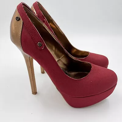 Marco Santi Red And Gold Closed Toe Heels Size 6.5 • $2.99