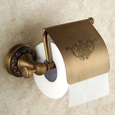 $41.53 • Buy Antique Brass Bathroom Toilet Paper Holder Wall Mount Roll Tissue Paper Shelf