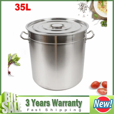 £47 • Buy 35L Large Deep Cooking Stock Pot Stainless Steel 201 With Lid - CATERING NEW