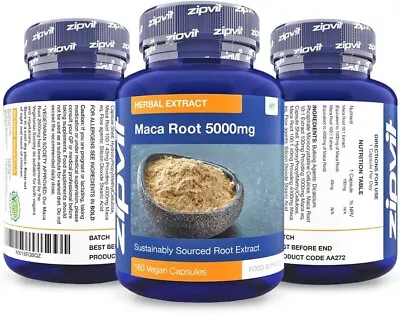 £11.85 • Buy Maca Root Ginseng & Black Pepper 5000mg - 180 Vegan Capsules 6 Month Supply