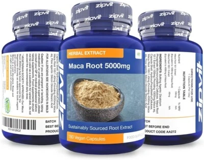 £11.85 • Buy Maca Root Ginseng & Black Pepper 5000mg - 180 Vegan Capsules 6 Month Supply