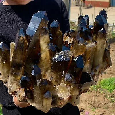 20.9LB Natural Beautiful Black Quartz Crystal Cluster Mineral Specimen     DM513 • $1277