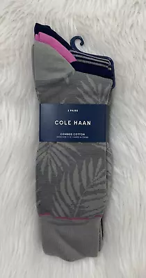 COLE HAAN Men's 3 Pair Multicolor Combed Cotton Crew Socks Sz 7-12 New • $4.98