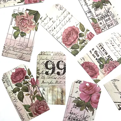 Vintage Style Pink Rose Stickers Tags Scrapbooking Junk Journaling Cardmaking • $4.50
