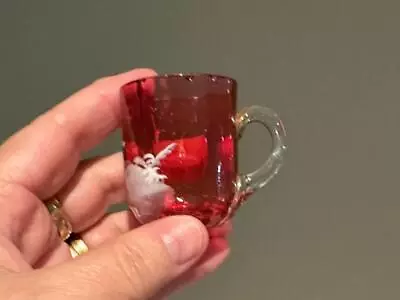 Vintage Cranberry Glass Tiny Shot Sherry Liqueur Cup - Mary Gregory Style - Rc • $24