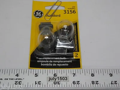 $11.90 • Buy (2) New GE 3156 Miniature Lamp Bulb 27w Plastic Wedge 12 Volt S8 12v 