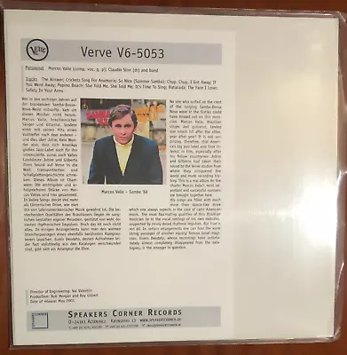 Marcos Valle Samba '68 SPEAKERS CORNER TEST PRESSING Kevin Gray Mastered • $224.95