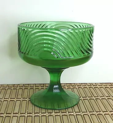 E.O. Brody Green Glass Compote Candy Dish Bowl Cleveland Ohio • $10.99