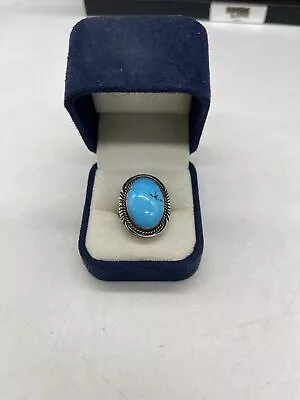 Vintage 1” Turquoise Stone Sterling Silver Ring! Size 7! • $69.99