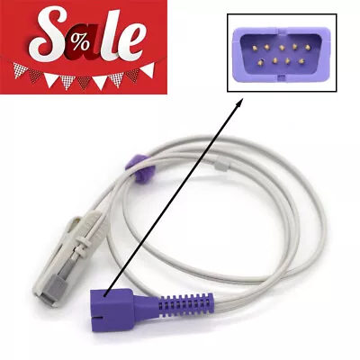$17.50 • Buy 【sale】1pcs 1m 9pin Oximax Sensor Probe Adult Ear Clip Compatible With Nellcor 