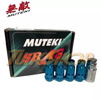 Muteki Sr48 4 Wheels Lock Lug Nuts Set 12x1.5 1.5 Acorn Rims Open End Blue H • $37.95