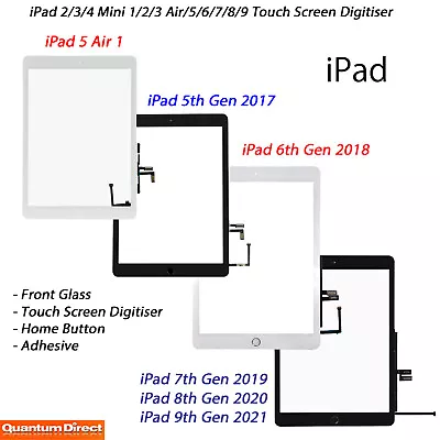 FOR IPad Air 5th 6th 7th 8th 9th 10t Complete Front Glass Digitiser Touch Screen • £8.93