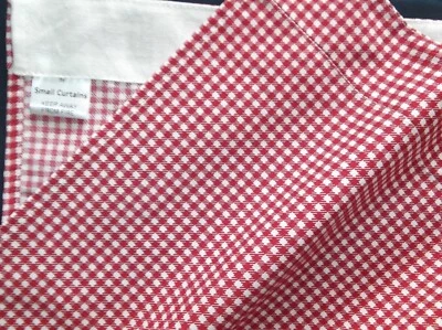 £4.50 • Buy SMALL CURTAINS 11 W X 14  Pair Red Gingham NEW Little Window Wendyhouse Den Boat