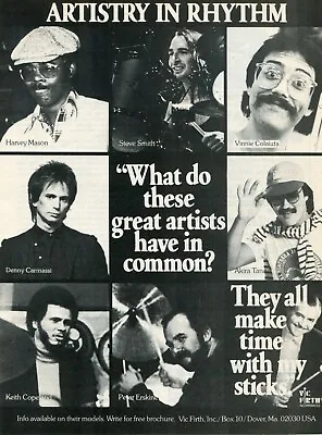 1983 Print Ad Vic Firth Drumsticks Vinnie Colaiuta Harvey Mason Peter Erskine • $9.99