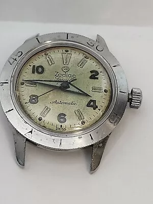 Zodiac Seawolf Vintage Watch Beautiful Patina Dial Black Hands (For Parts) • $135.50