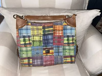 Dooney & Bourke Madras Plaid Ants Picnic Large Cindy Tote Bright Spring Summer • $45