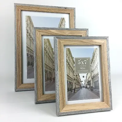 Photo Picture Frame A4 8x10 6x8 7x5  Wall Desk Mountable Grey Natural 2 Tone  • £6.99