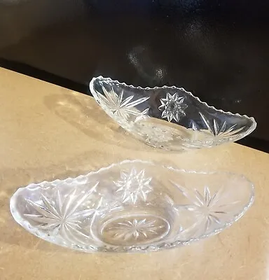 Vtg Anchor Hocking 2-Prescut Star Of David Banana Split Bowls Clear W/ Ruffled E • $13