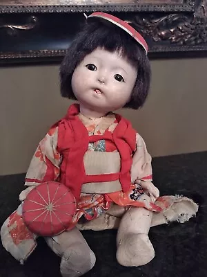 Antique C. Early 1900's  Oriental  Composition  Doll 12  • $59