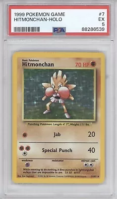 Hitmonchan Psa 5 1999 Pokemon Base Set Unlimited #7 Holo Rare 6539 • $0.99