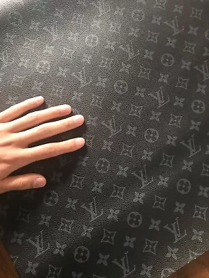 Classic Black Grey Lv Leather Vinyl Fabric For Bag Handmade Custom Furniture • $55