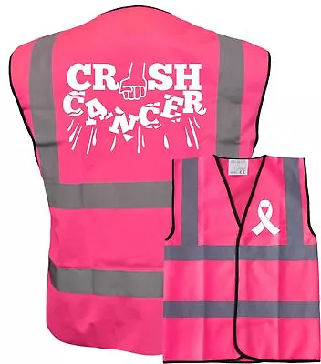 Crush Cancer Logo Hi Vis Pink Vests Charity Walks Mud Runs Race For Life • £7.99