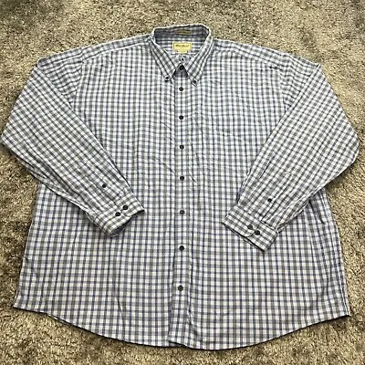 Vintage Eddie Bauer Shirt Mens 3XLT XXXL Tall Blue Checkered Wrinkle Resistant • $21.25