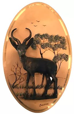 Vtg Gastone Copper Art 3D Wall Plaque Zimbabwe Young African Kudu Signed • $24.95