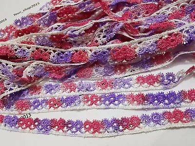 1 Yard Beautiful Stylish Embroidered  Lace Trimming Ribbon Dress Making Craft • £1.29