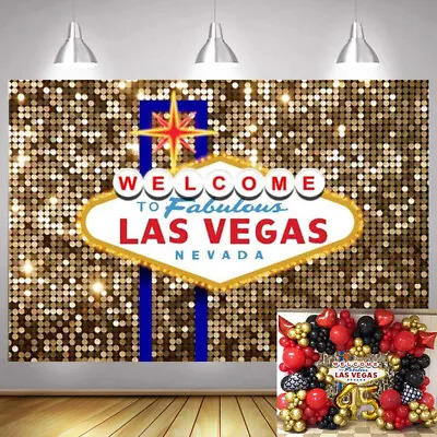 Welcome To Las Vegas Backdrop Casino Poker Party Photo Background Banner Prop • $22.34