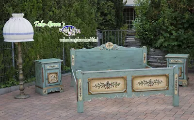 £942.01 • Buy Vogluer Anno 1700 Old Blue Country House Bed Double Bed Bedroom Antique 