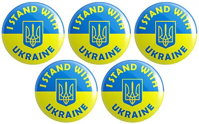 5 X I Stand With Ukraine BUTTON PIN BADGES 25mm 1 INCH NATO Putin War Flag • £2.99