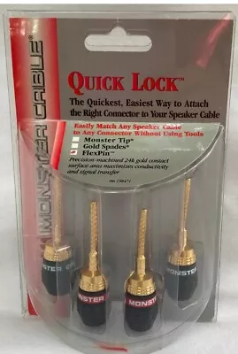 Monster Quick Lock Gold Flex Tip Modular Speaker Cable Termination BiWire Z2 • $34.99