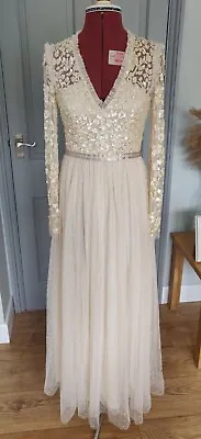 Party Wedding Prom Needle And Thread Sequin Dress Size 8 • £90
