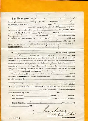 $30 • Buy 1864 PVT ROBINSON 11th CT VOL Bermuda Hundred Va Discharge  2ND LTGeorge Cassidy