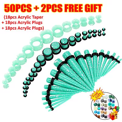 50pcs Ear Gauge Stretching Kit 14G-00G Silicone Tunnels Acrylic Tapers Plugs Set • $9.93