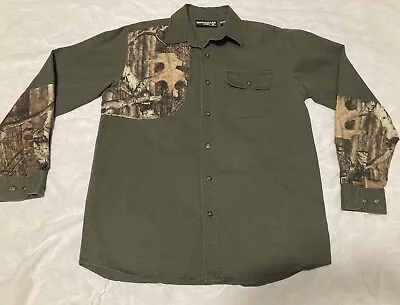 MOSSY OAK Break-Up Infinity Long Sleeve Button Shooting Shirt Medium 38-40 Green • $15.50