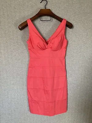 B. Smart Dress Coral V Neck Sleeveless Zip Stretch Size 6 • $14.60