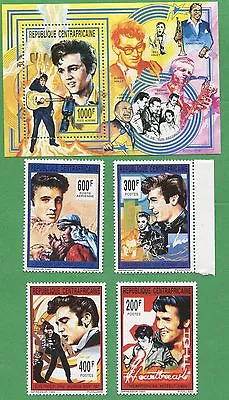 Elvis Presley Music Legends Souvenir Stamp Sheets 997-1001 Central Africa E13-17 • $40.60