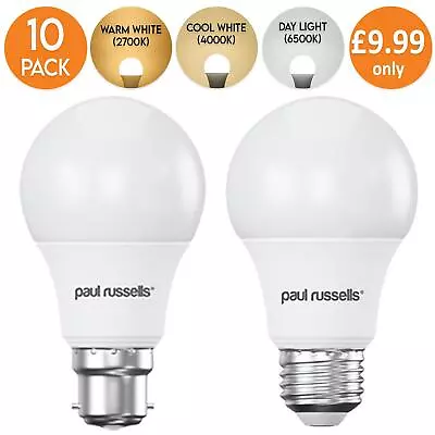 10X LED GLS B22 E27 Light Bulbs Warm Cool White Daylight 8W Globe Bayonet Screw • £9.99