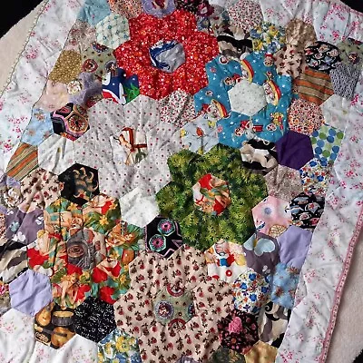 New Quality Handmade Patchwork Quilt Blanket Hand Sewn Cot/knee/picnic Size • £36.99