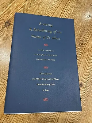 Evensong & Rehallowing Of The Shrine Of St Alban Order Of Service 6th May 1993 • £2.50