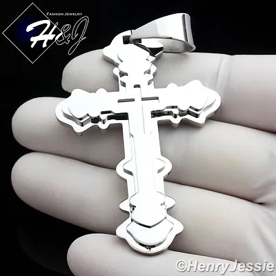 MEN Stainless Steel Silver Layover Double Cross Charm Pendant*P72 • $15.99