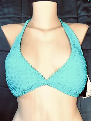 $89Coco Reef Bra 36/38 C Bikini Top Aquamarine Pura Vida Netted Boho Halter-Z16 • $10